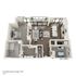 Modern 3D floor plan showcasing a spacious one-bedroom apartment with an elegant open-concept living and dining area, sleek kitchen, and two luxurious bathrooms in 1247 sq ft.