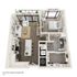 Modern A7 Anchor Square 3D floor plan with 1 bedroom, spacious living area, sleek kitchen, and private balcony, total area 820 sq ft.