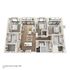 Luxurious 3-bedroom apartment floor plan featuring open-concept living room, modern kitchen with island, and spacious bedrooms with large windows.