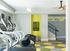 Modern fitness area with sleek treadmills, vibrant geometric flooring, and stylish decor, perfect for energizing workouts.
