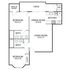 Spacious floor plan with 2 bedrooms, 2 baths, inviting living room, efficient kitchen, and a relaxing deck area.