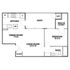 Modern floor plan featuring a cozy 1-bedroom apartment with a spacious living room, efficient kitchen, and inviting deck, complete with a walk-in closet and convenient dining area.
