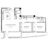 Elegant floor plan showcasing 2 bedrooms, a spacious living and dining area, a modern kitchen, and 2 bathrooms for optimal comfort.