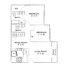 Inviting floor plan featuring 2 bedrooms, a cozy living room with patio access, and a practical kitchen layout.