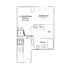 Cozy apartment floor plan featuring a combined living and dining area, a well-appointed kitchen, one bedroom with a walk-in closet, and a convenient bathroom layout.