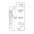 Charming floor plan with one bedroom, open kitchen, living/dining area, and a cozy balcony.