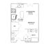 Modern 1-bedroom apartment floor plan featuring open-concept living and dining area, sleek kitchen, and full bath for convenient living.