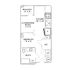 Chic 1-bedroom floor plan with modern kitchen, spacious living/dining area, and private balcony.