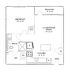 Modern floor plan with 1 bedroom, spacious living and dining area, and cozy balcony.
