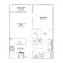Inviting floor plan with a spacious bedroom, open living/dining area, modern kitchen, and cozy balcony.