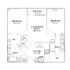 Charming floor plan with 2 bedrooms, spacious living/dining room, modern kitchen, and private balcony.