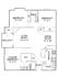 Elegant floor plan featuring 3 bedrooms, open living and dining area, modern kitchen, and private balcony.