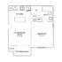 Inviting 1-bedroom floor plan showcasing an open kitchen, cozy living/dining area, and a private patio/balcony.