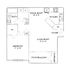 Inviting 1-bedroom apartment floor plan featuring a cozy dining room, modern kitchen, and spacious living room with access to a private patio or balcony.