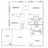 Charming floor plan showcasing 3 bedrooms, a spacious patio, modern kitchen, and open living-dining area, perfect for entertaining.