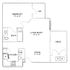 Impressive 2D floor plan featuring a bedroom, walk-in closet, spacious living and dining area, cozy kitchen, and a delightful deck.