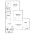 Elegant floor plan featuring a master bedroom with en-suite bath, an additional bedroom, open dining and living area, and a private deck.