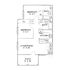 Inviting apartment floor plan with 2 bedrooms, modern kitchen, and spacious living/dining area opening to a patio.