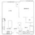 Elegant floor plan showcasing an open-concept living area, modern kitchen, spacious bedroom with walk-in closet, and convenient bath layout.