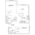 Chic floor plan showcasing 2 bedrooms, 2 baths, modern kitchen, and inviting living space with ample storage.