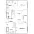 Modern floor plan showcasing 2 bedrooms, spacious living and dining area, a kitchen, patio, and 2 bathrooms with ample closet space.