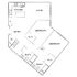 Innovative floor plan with two bedrooms, spacious living area, modern kitchen, and dual bathrooms, featuring ample storage and walk-in closets.