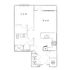 Inviting apartment floor plan with 2 spacious bedrooms, efficient kitchen, and cozy living area. Includes washer and dryer space.