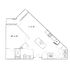Modern 2D floor plan featuring a spacious living area with a stylish kitchen island, an open dining space, and a cozy single bedroom with an adjacent bathroom.