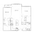 Modern floor plan showcasing a well-designed layout with two spacious bedrooms, open living room, functional kitchen, and two bathrooms.