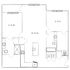 Elegant floor plan featuring 2 bedrooms, an open living area, modern kitchen, and convenient laundry facilities.