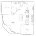 Modern floor plan showcasing a spacious layout with large living area, stylish kitchen, and cozy bedroom.