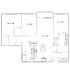 Spacious floor plan featuring three bedrooms, an open living area, and a modern kitchen with convenient laundry facilities.