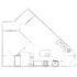 Modern angular floor plan featuring a spacious living area, a cozy bedroom, a sleek kitchen, and a stylish bathroom layout.