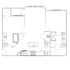 Contemporary floor plan showcasing two bedrooms, a sleek kitchen, and a cozy living area with two bathrooms.