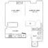 Efficient studio apartment floor plan featuring a living area, separate sleeping area, compact kitchen, and bathroom with washer/dryer.
