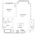 Inviting floor plan showcasing a spacious living room, modern kitchen, and cozy bedroom with ample storage.