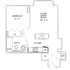Elegant floor plan showcasing a spacious living/dining area, modern kitchen, and cozy bedroom, perfect for urban living.