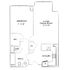 Chic floor plan with one bedroom, spacious living/dining area, modern kitchen, and convenient bath. Ideal for stylish urban living.