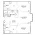 Elegant floor plan design featuring 2 bedrooms, 2 baths, spacious living room, dining area, and modern kitchen layout.