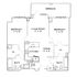Elegant floor plan with two spacious bedrooms, a central living room, modern kitchen, dining space, and a large terrace.