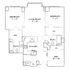 Elegant floor plan featuring 2 spacious bedrooms, a den, an open living area, and a modern kitchen.