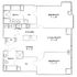 Elegant 2D floor plan showcasing 2 spacious bedrooms, open living and dining area, and a modern kitchen.