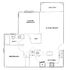 Elegant floor plan featuring master and additional bedroom, spacious living room, modern kitchen, bathroom, walk-in closet, and balcony.