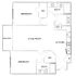 Modern floor plan featuring 2 spacious bedrooms, open living room with balcony, well-equipped kitchen, and 2 bathrooms with ample closet space.