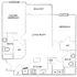 Elegant floor plan showcasing 2 bedrooms, 2 baths, and an open living room with direct balcony access. Includes modern kitchen and walk-in closets.