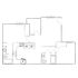 Modern floor plan showcasing a spacious open-concept layout with 2 bedrooms, 2 bathrooms, and a convenient kitchen setup with washer and dryer.