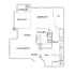 Inviting floor plan featuring a spacious bedroom, open living and dining area, modern kitchen, and charming balcony, ideal for stylish living.