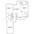 Inviting floor plan with 2 bedrooms, cozy living room, dining area, and spacious garage, featuring a patio/balcony.