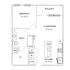 Chic floor plan with 1 bedroom, open living/dining area, modern kitchen, and balcony for city views.