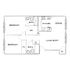Modern floor plan showcasing 2 bedrooms, spacious living room, and an open kitchen with dining area.
